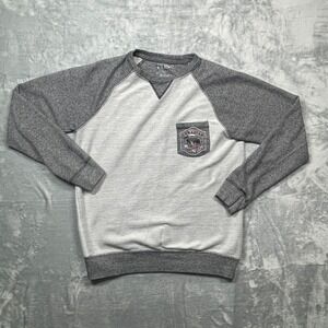 Canadian Wilderness Bear Pocket Mens Medium Raglan Crewneck Sweatshirt  Gray